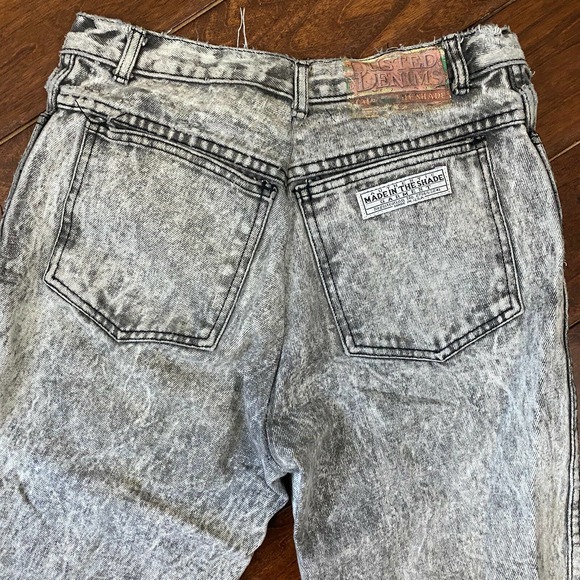 Vintage Dusted Denim Trucker Acid Wash Jeans - Picture 8 of 12